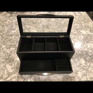 Black leather watch box